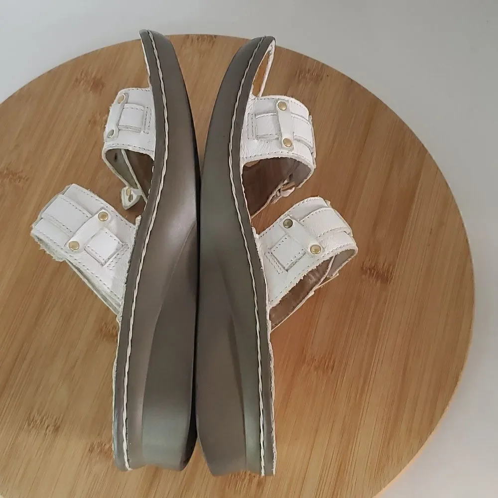 NAOT Karaoke Slip on White Leather Slide Sandals Women's Shoe Size EU 37